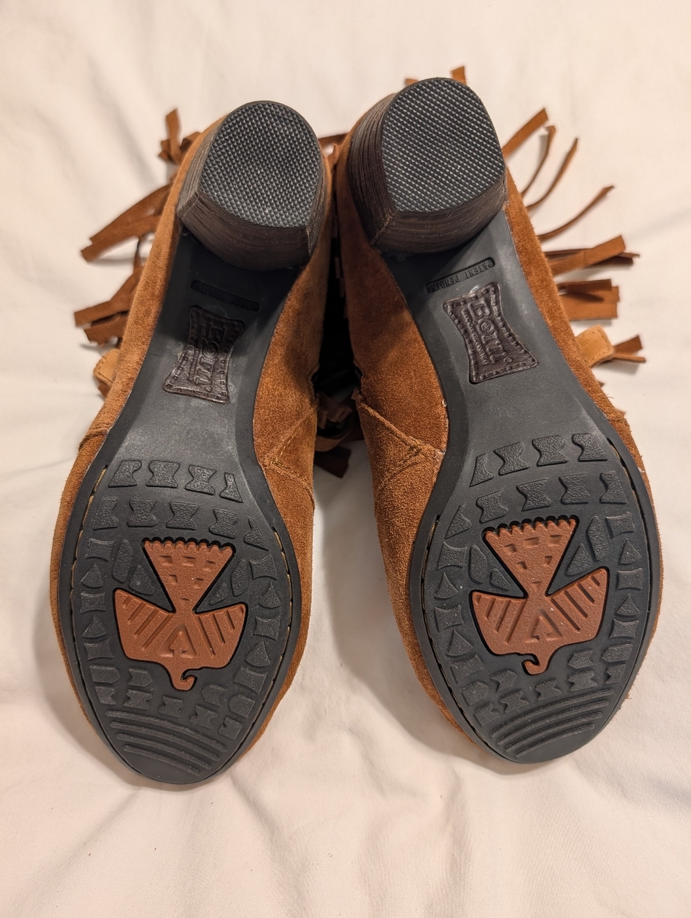 Born Thora Saddle Brown Suede Fringe Ankle Boots Size 10 New Without The Box - Picture 7 of 11